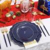 imageNervure 140PCS Blue Plastic Plates ampamp Gold Plastic Silverware with Blue Handle  Gold Plates Include 40Plates 20Forks 20Knives 20Spoons 20Cups 20Napkins Perfect for Party ampamp Fathers DayBlue