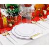 imageNervure 140PCS Blue Plastic Plates ampamp Gold Plastic Silverware with Blue Handle  Gold Plates Include 40Plates 20Forks 20Knives 20Spoons 20Cups 20Napkins Perfect for Party ampamp Fathers DayWhite