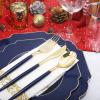 imageNervure 140PCS Blue Plastic Plates ampamp Gold Plastic Silverware with Blue Handle  Gold Plates Include 40Plates 20Forks 20Knives 20Spoons 20Cups 20Napkins Perfect for Party ampamp Fathers DayBlue