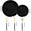 imageNervure 150PCS Black Plastic Plates  Black and Gold Disposable Plates  Premium Heavyweight Gold Plastic Dinnerware with Black Silverware Ideal for Wedding ampamp Fathers Day ampamp New YearBlack