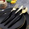 imageNervure 150PCS Black Plastic Plates  Black and Gold Disposable Plates  Premium Heavyweight Gold Plastic Dinnerware with Black Silverware Ideal for Wedding ampamp Fathers Day ampamp New YearBlack
