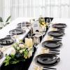 imageNervure 150PCS Black Plastic Plates  Black and Gold Disposable Plates  Premium Heavyweight Gold Plastic Dinnerware with Black Silverware Ideal for Wedding ampamp Fathers Day ampamp New YearBlack