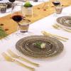imageNervure 150PCS Clear Black Plastic Plates  Gold Party Plates  Black and Gold Dinnerware Set Include 50 Plate 25Cups 25Forks 25Knives 25Spoons for New Year ampamp Party ampamp Fathers DayClear Black