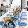 imageNervure 150PCS Clear Black Plastic Plates  Gold Party Plates  Black and Gold Dinnerware Set Include 50 Plate 25Cups 25Forks 25Knives 25Spoons for New Year ampamp Party ampamp Fathers DayClear Blue