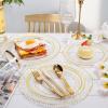 imageNervure 150PCS Clear Black Plastic Plates  Gold Party Plates  Black and Gold Dinnerware Set Include 50 Plate 25Cups 25Forks 25Knives 25Spoons for New Year ampamp Party ampamp Fathers DayClear
