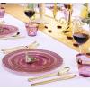 imageNervure 150PCS Clear Black Plastic Plates  Gold Party Plates  Black and Gold Dinnerware Set Include 50 Plate 25Cups 25Forks 25Knives 25Spoons for New Year ampamp Party ampamp Fathers DayClear Purple