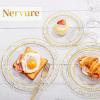 imageNervure 150PCS Clear Black Plastic Plates  Gold Party Plates  Black and Gold Dinnerware Set Include 50 Plate 25Cups 25Forks 25Knives 25Spoons for New Year ampamp Party ampamp Fathers DayClear