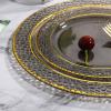imageNervure 150PCS Clear Black Plastic Plates  Gold Party Plates  Black and Gold Dinnerware Set Include 50 Plate 25Cups 25Forks 25Knives 25Spoons for New Year ampamp Party ampamp Fathers DayClear Black