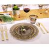 imageNervure 150PCS Clear Black Plastic Plates  Gold Party Plates  Black and Gold Dinnerware Set Include 50 Plate 25Cups 25Forks 25Knives 25Spoons for New Year ampamp Party ampamp Fathers DayClear Black