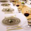 imageNervure 150PCS Clear Black Plastic Plates  Gold Party Plates  Black and Gold Dinnerware Set Include 50 Plate 25Cups 25Forks 25Knives 25Spoons for New Year ampamp Party ampamp Fathers DayClear Black