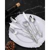 imageNervure 150PCS Silver Plastic Silverware  Heavy Duty Disposable Cutlery Set Luxury Silver Plastic Utensils include 50Pcs Forks 50Pcs Spoons 50pcs Knives Perfect for Wedding Party Daily UseSilver