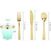imageNervure 150pc Green Plastic Disposable Square Plates  Dinner Dessert Cups Forks Knives Spoons for Wedding