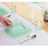 imageNervure 150pc Green Plastic Disposable Square Plates  Dinner Dessert Cups Forks Knives Spoons for Wedding