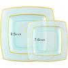 imageNervure 150pc Green Plastic Disposable Square Plates  Dinner Dessert Cups Forks Knives Spoons for Wedding