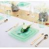 imageNervure 150pc Green Plastic Disposable Square Plates  Dinner Dessert Cups Forks Knives Spoons for Wedding