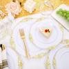imageNervure 175PCS Black Plastic Plates  Disposable Black Gold Party Plates ampamp Pre Rolled Napkins with Cutlery for 25 Guests 50Plates 75Silverware 25Cups 25Napkin for Wedding ampamp Party ampamp New YearWhite