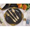 imageNervure 175PCS Black Plastic Plates  Disposable Black Gold Party Plates ampamp Pre Rolled Napkins with Cutlery for 25 Guests 50Plates 75Silverware 25Cups 25Napkin for Wedding ampamp Party ampamp New YearBlack