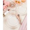 imageNervure 175PCS Black Plastic Plates  Disposable Black Gold Party Plates ampamp Pre Rolled Napkins with Cutlery for 25 Guests 50Plates 75Silverware 25Cups 25Napkin for Wedding ampamp Party ampamp New YearRose Gold