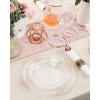 imageNervure 175PCS Black Plastic Plates  Disposable Black Gold Party Plates ampamp Pre Rolled Napkins with Cutlery for 25 Guests 50Plates 75Silverware 25Cups 25Napkin for Wedding ampamp Party ampamp New YearRose Gold