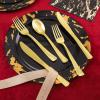 imageNervure 175PCS Black ampamp Gold Marbling Plastic Dinnerware Set  25 Dinner Plates 25 Dessert Plates 25 Cups 25 Forks 25 Knives 25 Spoons 25 Napkins for Halloween ampamp New Years