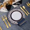 imageNervure 175PCS Blue Plastic Party Set  WhiteBlue Gold Disposable Dinnerware Include 25 Plates 25 Cups 25 Utensils 25 Napkins for Wedding ampamp PartyBlue