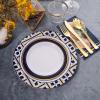 imageNervure 175PCS Blue Plastic Party Set  WhiteBlue Gold Disposable Dinnerware Include 25 Plates 25 Cups 25 Utensils 25 Napkins for Wedding ampamp PartyBlue