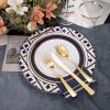 imageNervure 175PCS Blue Plastic Party Set  WhiteBlue Gold Disposable Dinnerware Include 25 Plates 25 Cups 25 Utensils 25 Napkins for Wedding ampamp PartyBlue