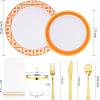 imageNervure 175PCS Blue Plastic Party Set  WhiteBlue Gold Disposable Dinnerware Include 25 Plates 25 Cups 25 Utensils 25 Napkins for Wedding ampamp PartyOrange