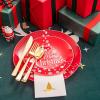 imageNervure 175PCS Christmas Plastic Dinnerware  25 Dinner Plates Salad Plates Cups Cutlery ampamp Napkins Perfect for Holidays