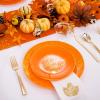 imageNervure 175PCS Thanksgiving Plates  Orange and Gold Disposable Plates Include 25Dinner Plate 25Dessert Plate 25Cups 25Knives 25Forks 25Spoons 25 Fall Napkins for Thanksgiving Day