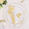 imageNervure 175PCS White Plastic Plates  Floral White Gold Disposable Plates Include 50Plates 25Forks 25Knives 25Spoons 25Cups 25Napkins Perfect for Wedding ampamp PartyGold