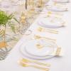 imageNervure 175PCS White Plastic Plates  Floral White Gold Disposable Plates Include 50Plates 25Forks 25Knives 25Spoons 25Cups 25Napkins Perfect for Wedding ampamp PartyGold