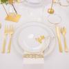 imageNervure 175PCS White Plastic Plates  Floral White Gold Disposable Plates Include 50Plates 25Forks 25Knives 25Spoons 25Cups 25Napkins Perfect for Wedding ampamp PartyGold