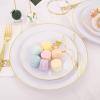 imageNervure 175PCS White Plastic Plates  Floral White Gold Disposable Plates Include 50Plates 25Forks 25Knives 25Spoons 25Cups 25Napkins Perfect for Wedding ampamp PartyGold