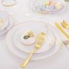 imageNervure 175PCS White Plastic Plates  Floral White Gold Disposable Plates Include 50Plates 25Forks 25Knives 25Spoons 25Cups 25Napkins Perfect for Wedding ampamp PartyGold