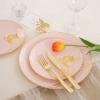 imageNervure 175PCS White Plastic Plates  Floral White Gold Disposable Plates Include 50Plates 25Forks 25Knives 25Spoons 25Cups 25Napkins Perfect for Wedding ampamp PartyPink