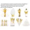 imageNervure 200PCS Gold Plastic Silverware Set Disposable Flatware  Disposable Gold Plastic Cutlery for Party Includes 50 Forks50 Spoons50 Knives50 Napkins50 Butterfly Clasp