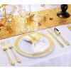 imageNervure 200PCS Gold Plastic Silverware Set Disposable Flatware  Disposable Gold Plastic Cutlery for Party Includes 50 Forks50 Spoons50 Knives50 Napkins50 Butterfly Clasp