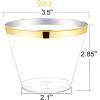 imageNervure 240PCS Gold Plastic Cups  9Oz Gold Rimmed Plastic Cups  Heavy Duty Disposable Clear Cup with Gold Rim Perfect for Weddings Receptions ampamp Parties240PCSGold9oz