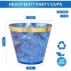 imageNervure 240PCS Gold Plastic Cups  9Oz Gold Rimmed Plastic Cups  Heavy Duty Disposable Clear Cup with Gold Rim Perfect for Weddings Receptions ampamp Parties240PCSBlue9oz