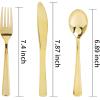 imageNervure 300 Piece Gold Plastic Silverware Set  Heavyweight Gold Plastic Cutlery  Disposable Gold Plastic Utensil Include 150 Forks 75 Knives 75 Spoons Perfect for Parties ampamp Wedding ampamp PartyGold
