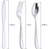 imageNervure 300 Piece Silver Plastic Silverware Set  Heavy Duty Silver Plastic Cutlery  Heavyweight Disposable Flatware Include 100Forks 100Knives 100Spoons for Parties Dinners Weddings