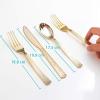 imageNervure 300PCS Gold Hammered Plastic Silverware  Heavy Duty Plastic Cutlery  Gold Disposable Utensils Includes 100 Forks 100 Knives 100 Spoons Perfect for Wedding ampamp PartyGold