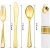 imageNervure 400PCS Pre Rolled Gold Plastic Silverware Sets  Heavy Duty Gold Cutlery  Include 100 Pack Wrapped Disposable Utensils with Napkins for Parties Dinners ampamp WeddingsClassic