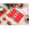 imageNervure 400PCS Pre Rolled Gold Plastic Silverware Sets  Heavy Duty Gold Cutlery  Include 100 Pack Wrapped Disposable Utensils with Napkins for Parties Dinners ampamp WeddingsClassicRed Napkins