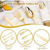 imageNervure 400PCS Pre Rolled Gold Plastic Silverware Sets  Heavy Duty Gold Cutlery  Include 100 Pack Wrapped Disposable Utensils with Napkins for Parties Dinners ampamp WeddingsVintage