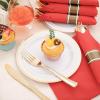 imageNervure 400PCS Pre Rolled Gold Plastic Silverware Sets  Heavy Duty Gold Cutlery  Include 100 Pack Wrapped Disposable Utensils with Napkins for Parties Dinners ampamp WeddingsClassicRed Napkins