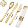 imageNervure 400PCS Pre Rolled Gold Plastic Silverware Sets  Heavy Duty Gold Cutlery  Include 100 Pack Wrapped Disposable Utensils with Napkins for Parties Dinners ampamp WeddingsHammered