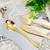 imageNervure 400PCS Pre Rolled Gold Plastic Silverware Sets  Heavy Duty Gold Cutlery  Include 100 Pack Wrapped Disposable Utensils with Napkins for Parties Dinners ampamp WeddingsClassic
