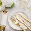 imageNervure 400PCS Pre Rolled Gold Plastic Silverware Sets  Heavy Duty Gold Cutlery  Include 100 Pack Wrapped Disposable Utensils with Napkins for Parties Dinners ampamp WeddingsHammered